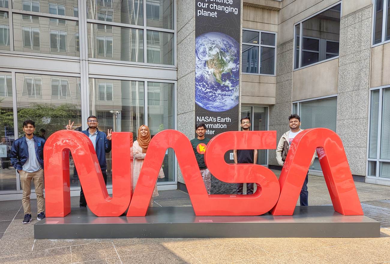 At the NASA letters outside NASA Headquarters